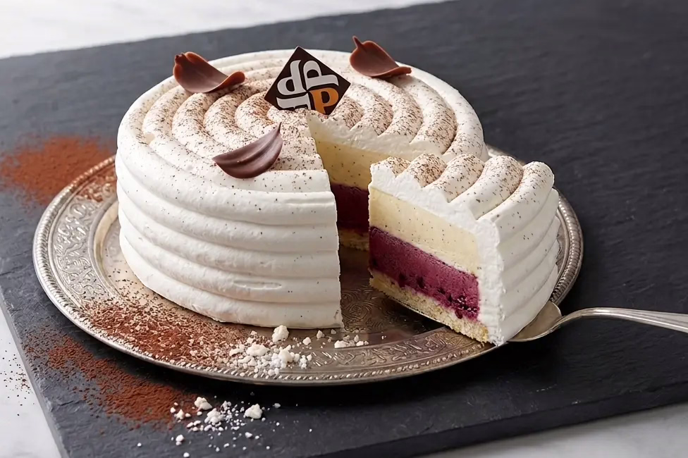Vacherin glacé artisanal vanille framboise — Maison Portelada, Nord-Isère